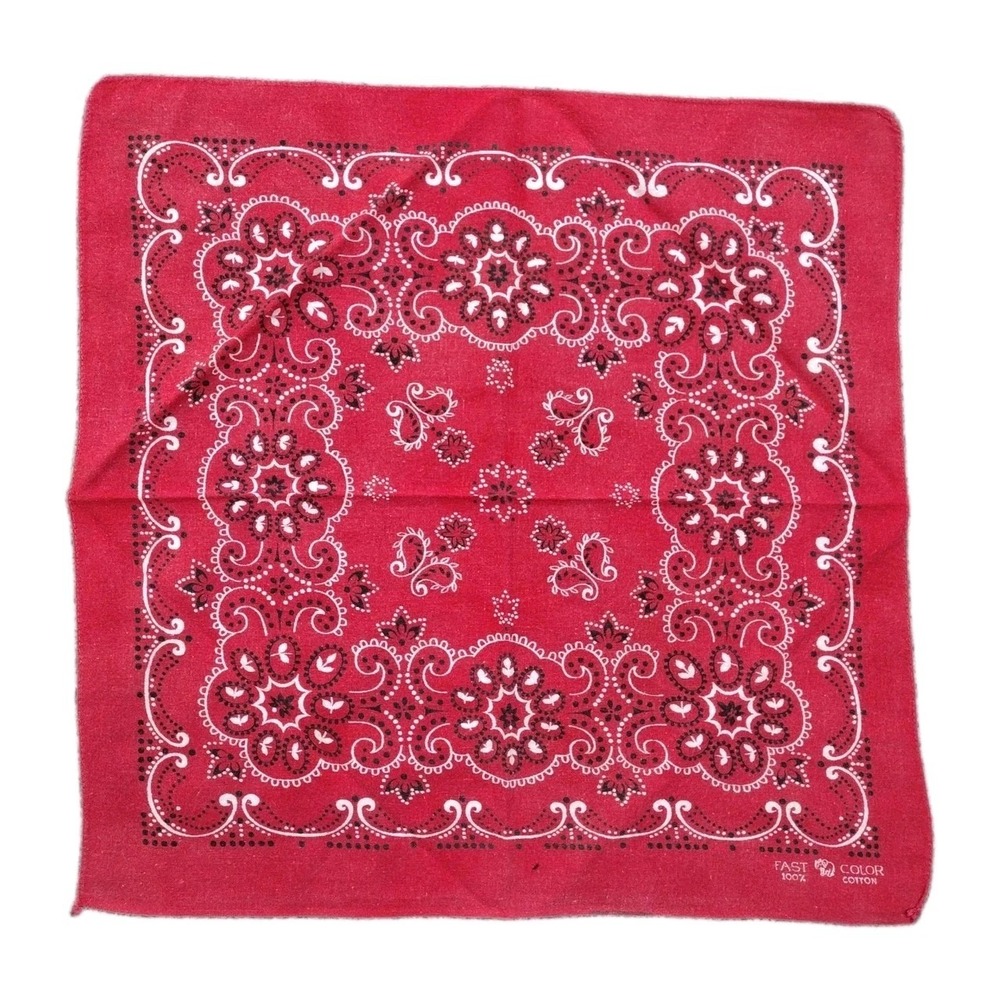 Vtg 50s 60s Elephant Trunk Up Bandana Indigo Red Selvedge Cotton Workwear #1845